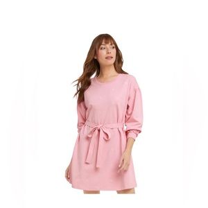 Draper James Bobbie Sweatshirt Dress in Pink Embroidered Viola
